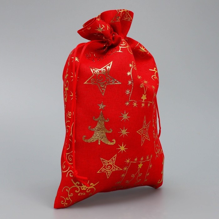 Мешочек подарочный холща &laquo;Счастливого Нового Года&raquo;, тиснение, 16 х 24 см +/- 1.5 см, Новый год