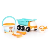 Песочный набор №640 &laquo;Кеша&raquo; сафари: самосвал, ведро, ситечко, совок, грабельки, лейка, цвета МИКС