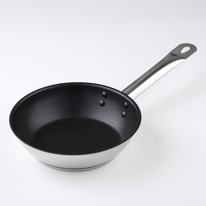 Сковорода &laquo;Общепит&raquo;, d=20 см, толщина корпуса 0,6 мм, дно 3,5 мм, с теплораспределительным слоем, антипригарное покрытие, индукция