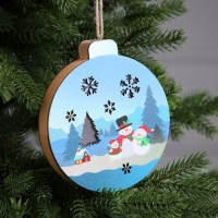 Ёлочная игрушка &laquo;Семья снеговиков&raquo;, от батареек, свечение тёплое белое