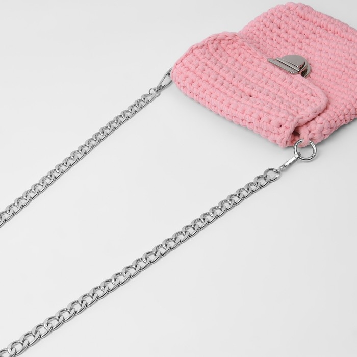 Цепочка для сумки, с карабинами, металлическая, плоская, 18 &times; 13 мм, 120 см, цвет серебряный