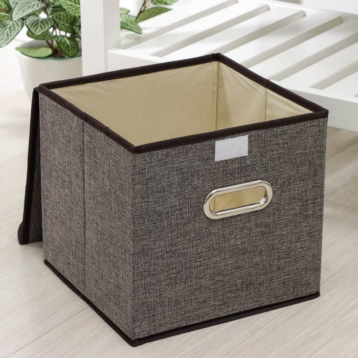 Короб стеллажный для хранения с крышкой &laquo;Офис&raquo;, 25&times;25&times;25 см, цвет серый