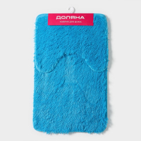 Коврики для ванной и туалета Доляна &laquo;Пушистик&raquo;, 2 шт: 40&times;50, 50&times;80 см цвет голубой