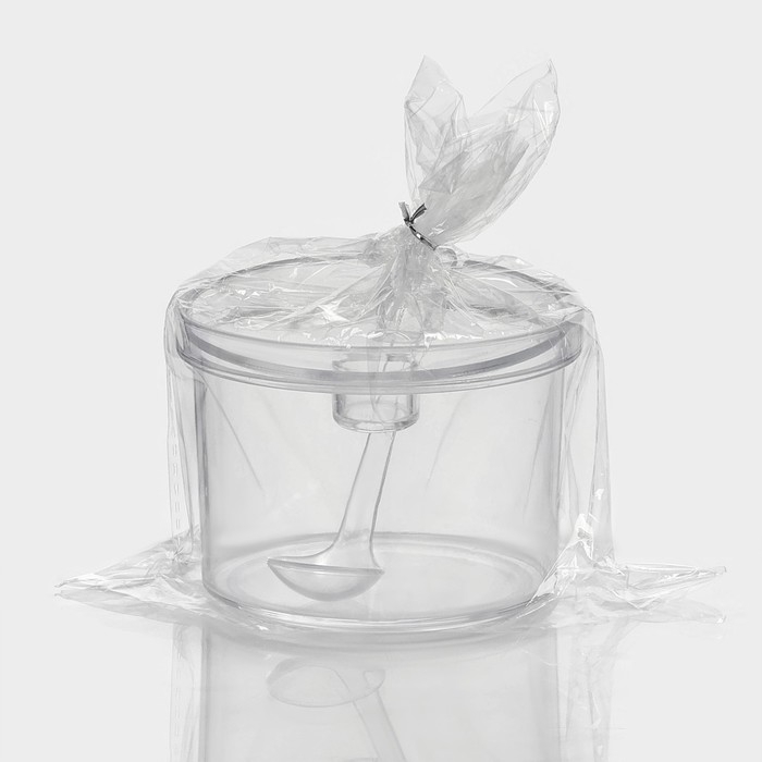 Сахарница с ложкой Доляна, 400 мл, 10,5&times;10,5&times;10 см, цвет прозрачный