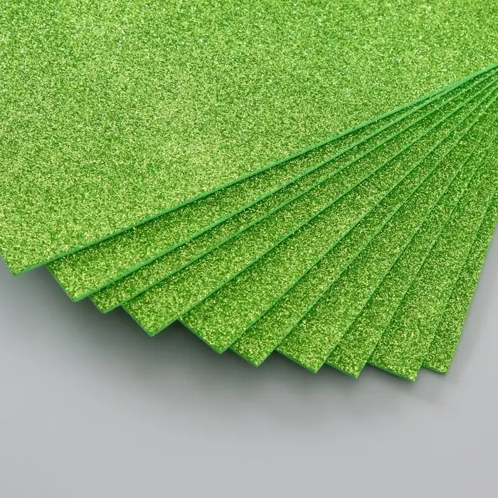 Фоамиран глиттерный 2 мм, 20х30 см, салатовый
