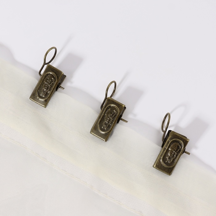 Зажим для штор, 32 &times; 11 мм, 20 шт, цвет бронзовый