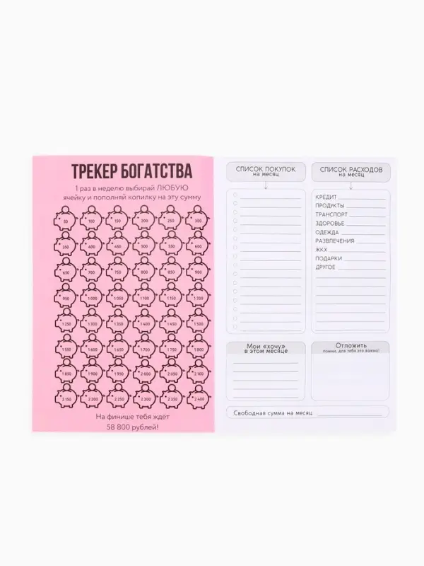 Блокнот для планирования финансов А6, 52 л "Люблю деньги"