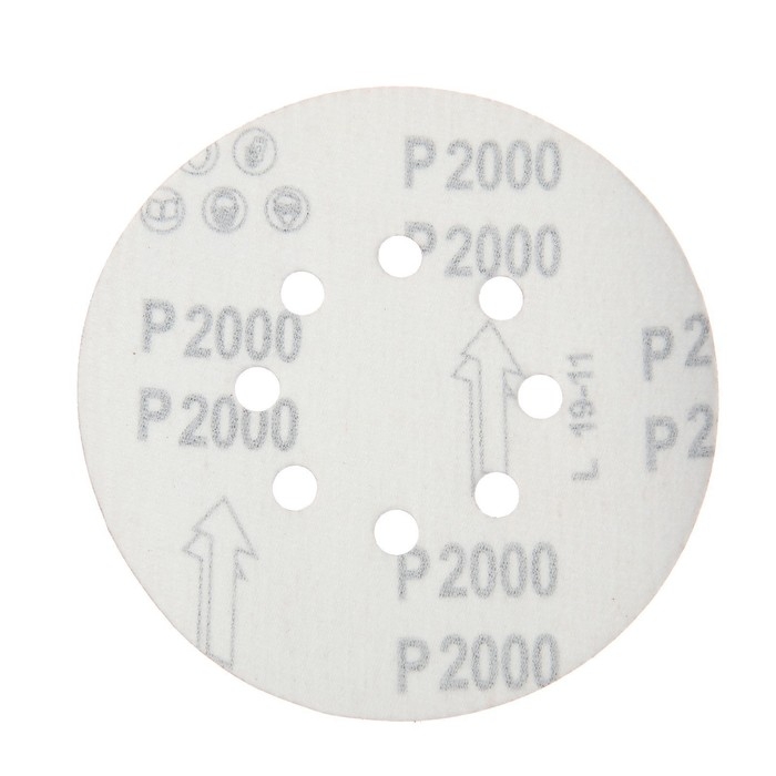 Круг абразивный шлифовальный под "липучку" ТУНДРА, перфорированный, 150 мм, Р2000, 5 шт.