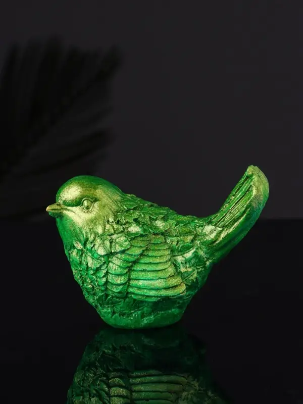 Фигура "Птичка №3 9х6х5 см, зеленый с позолотой