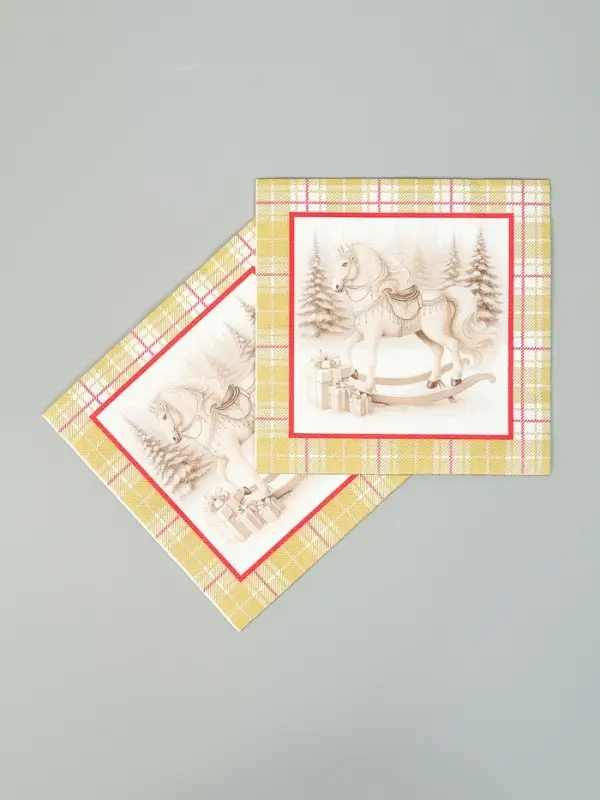 Салфетки бумажные трёхслойные &laquo;Скатерть с лошадью на золоте&raquo;, 33х33, 20 шт