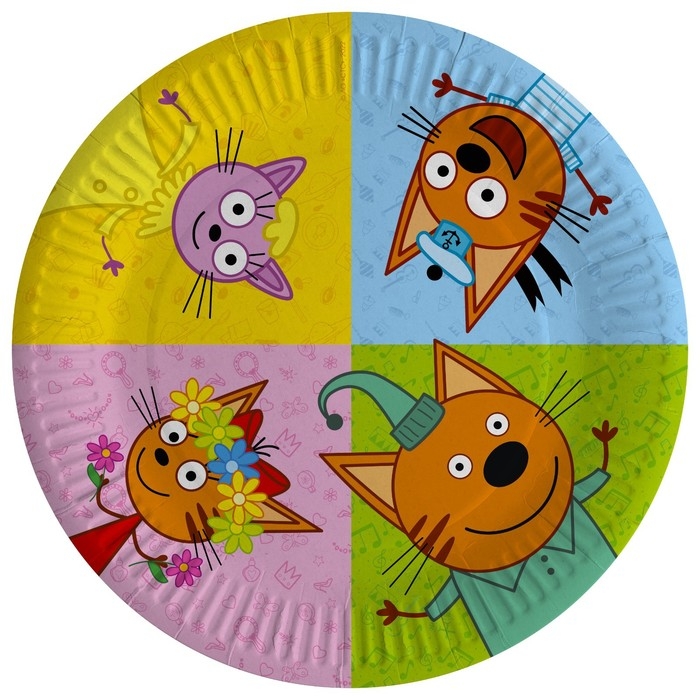 Тарелка бумажная &laquo;Три кота&raquo;, в наборе 6 шт., 18 см