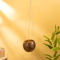 Подсвечник подвесной из кокоса, 9-12 см, коричневый