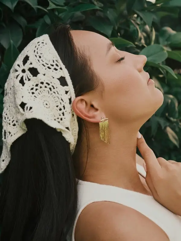 Серьги металл "Цепи" водопад, цвет золото