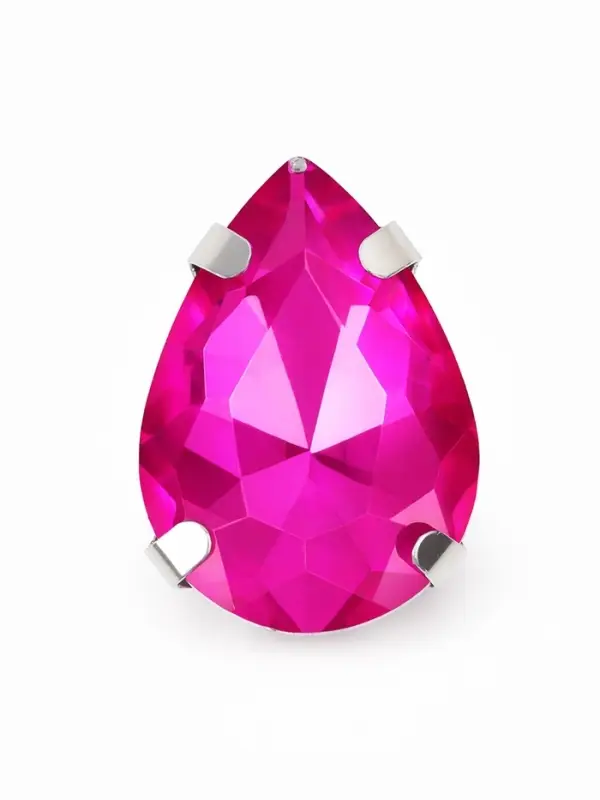 Стразы "Капля", в цапах, 1 х 1,4 см, фуксия