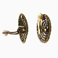 Клипсы "Винтаж" круг из веревки, цвет чернёное золото