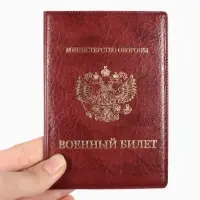 Обложка для Военного билета 9,3*0,3*13,3 см, Иск кожа, Герб золото, бордовый