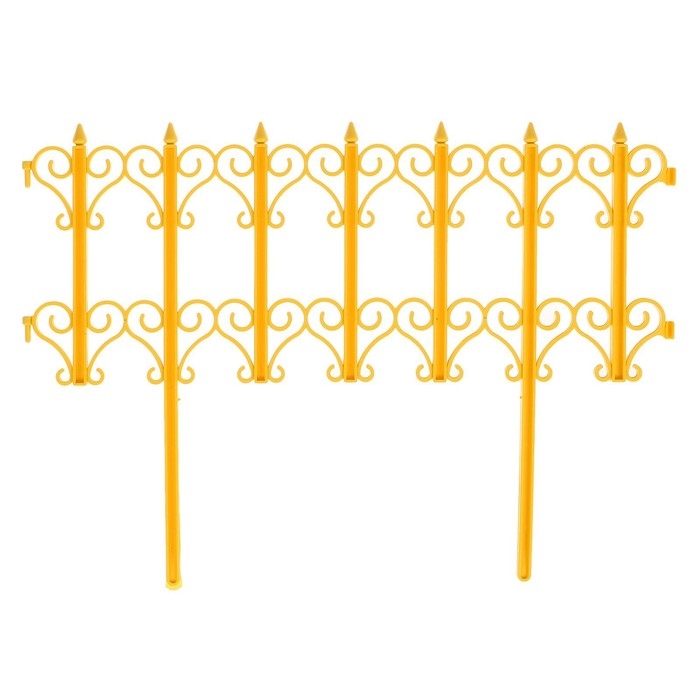 Ограждение декоративное, 25 &times; 180 см, 5 секций, пластик, жёлтое, &laquo;Классика&raquo;
