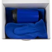 Набор Fleecy с термостаканом, синий