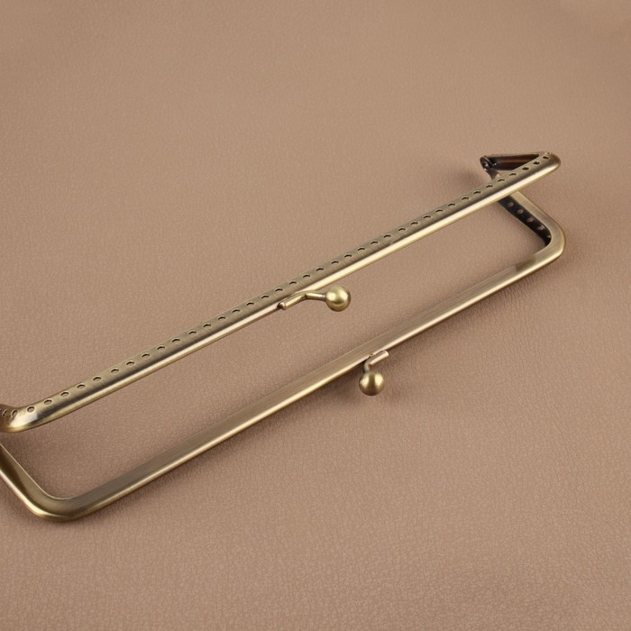 Фермуар пришивной &laquo;Прямоугольник&raquo;, 20 &times; 6 см, цвет бронзовый