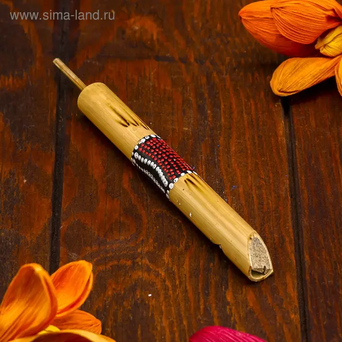 Сувенирный музыкальный инструмент "Свисток с узорами" 15х1х1 см МИКС