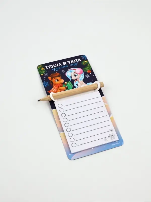 Магнит с блоком и карандашом &laquo;Новогодний&raquo;, микс 5 шт., 7&times;14.4 см