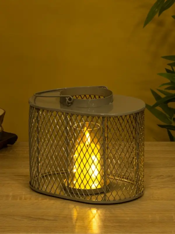 Подсвечник фонарь со стеклянной колбой 19,5х23х15,5 см, d 10 см, металл, цв. серый