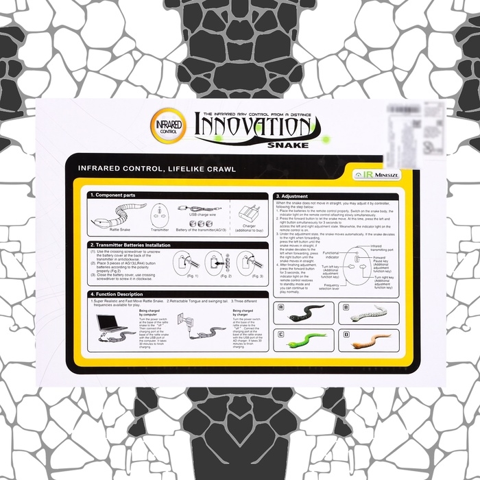 Животное радиоуправляемое &laquo;Змея&raquo;, свет, работает от аккумулятора, цвет черный