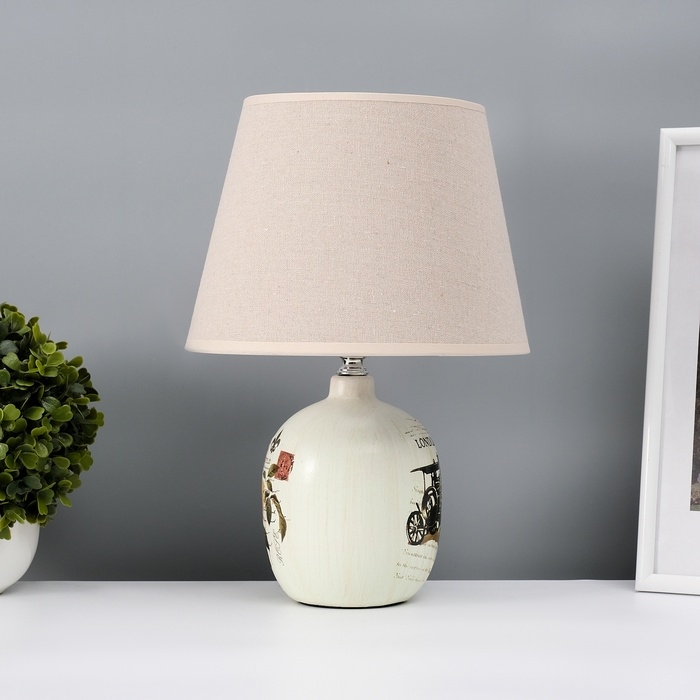 Настольная лампа с абажуром RISALUX &laquo;Аззуро&raquo;, Е14, 40 Вт, коричневый, 23&times;23&times;45 см