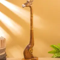 Набор сувенирный "Жирафы" дерево, H - 50,40 и 30 см, цв. коричневый