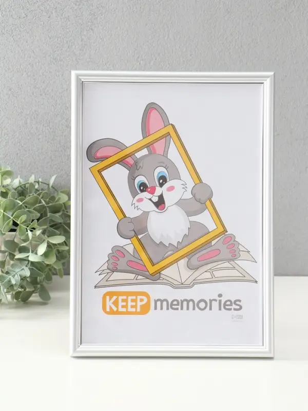 Фоторамка "Гамма" 21х30 см,  с подножкой, набор 3 шт, (пластиковый экран), серебро