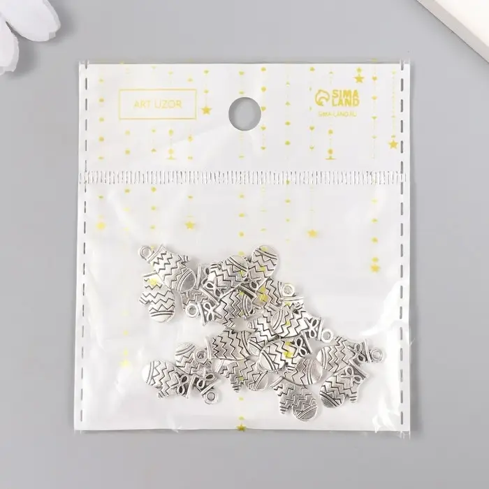 Декор для творчества металл "Варежки" серебро 1,7х1,6 см