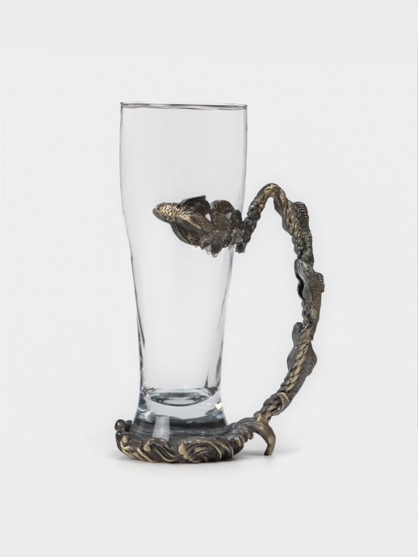 Пивной бокал 500 мл "Рыбы", подарочный, бронза