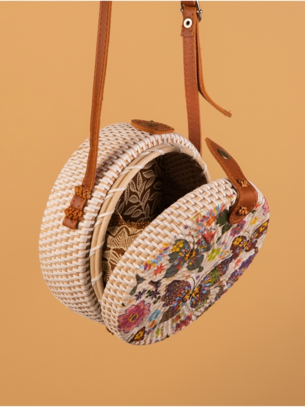 Сумка плетеная ротанг "Бабочки", 15х6х60 см