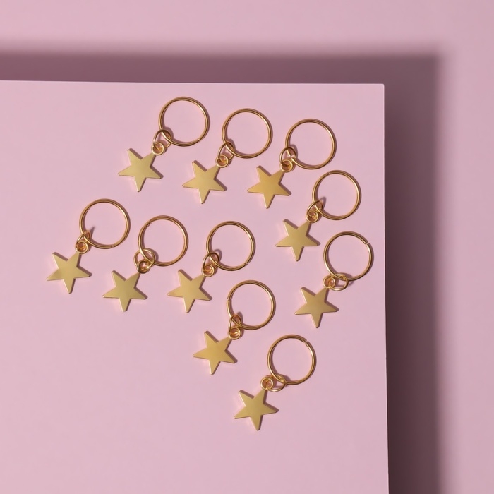 Пирсинг для волос &laquo;Звезда&raquo;, 2,8 &times; 1,3 см, 10 шт, цвет золотистый