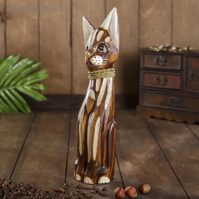 Сувенир дерево "Коричневая кошка" 4,5х9х30 см