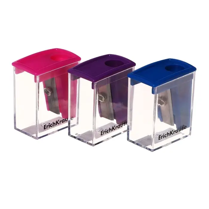 Точилка ErichKrause City Mini Vivid, 1 отверстие, с контейнером, пластиковая, МИКС