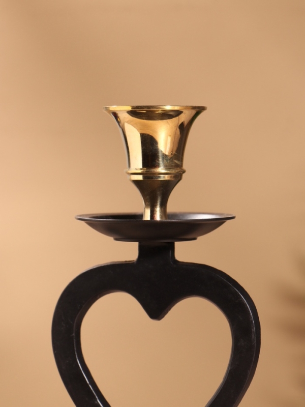 Подсвечник на 1 свечу "Купидон" латунь, черный с золотом 7х7,5х16,5 см