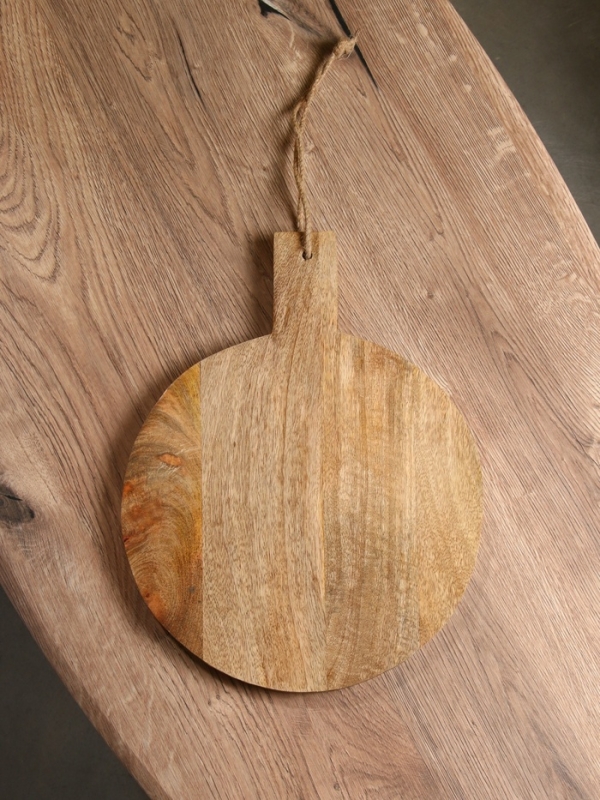 Доска разделочная круглая "Черепаха и цветы" дерево манго 36х28