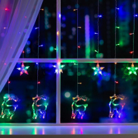 Гирлянда &laquo;Бахрома&raquo; 2.4 &times; 0.9 м с насадками &laquo;Олень&raquo;, IP20, прозрачная нить, 138 LED, свечение мульти, 8 режимов, 220 В