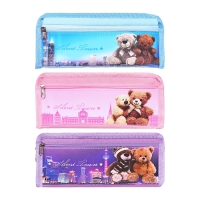 Пенал школьный "Мишки" на молнии, 2 отделения, МИКС