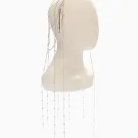 Украшение для волос &laquo;Паутина&raquo;, с бусинами, 55 см, белое в серебре