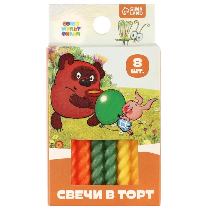 Свечи для торта &laquo;Винни-Пух&raquo;, 8 штук, Союзмультфильм