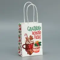 Пакет подарочный новогодний крафтовый &laquo;Сладкого Нового года&raquo;, 15 х 10 х 6 см