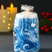 Свеча новогодняя столбик "Волшебство" синий