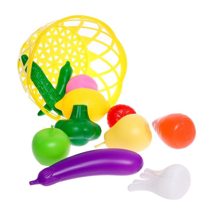Набор продуктов &laquo;Фрукты и овощи в корзине&raquo;, 11 предметов, МИКС