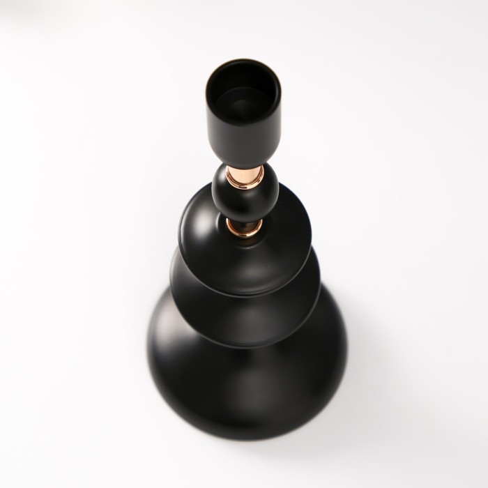 Подсвечник металл на 1 свечу d=2 см "Ирада" с золотом 9х9х24 см