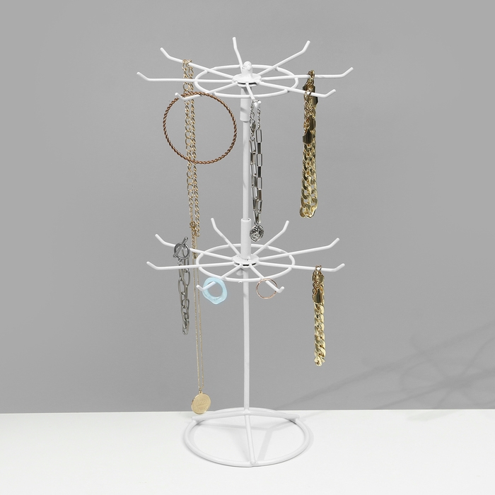 Вертушка, 2 яруса по 8 крючков, 21,5&times;21,5&times;41 см, цвет белый