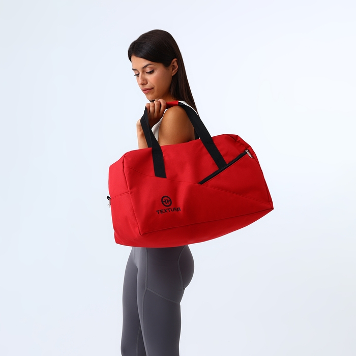 Сумка дорожная женская на молнии TEXTURA, большой размер, цвет красный