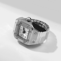 Кольцо &laquo;Время&raquo; часы квадрат, цвет серебро