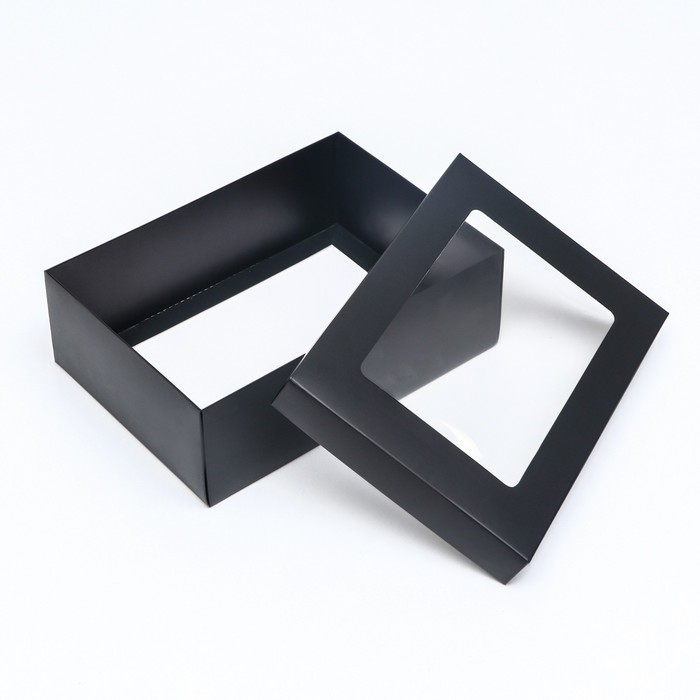 Коробка подарочная складная, упаковка, &laquo;Чёрная&raquo;, с окном 21 х 15 х 7 см